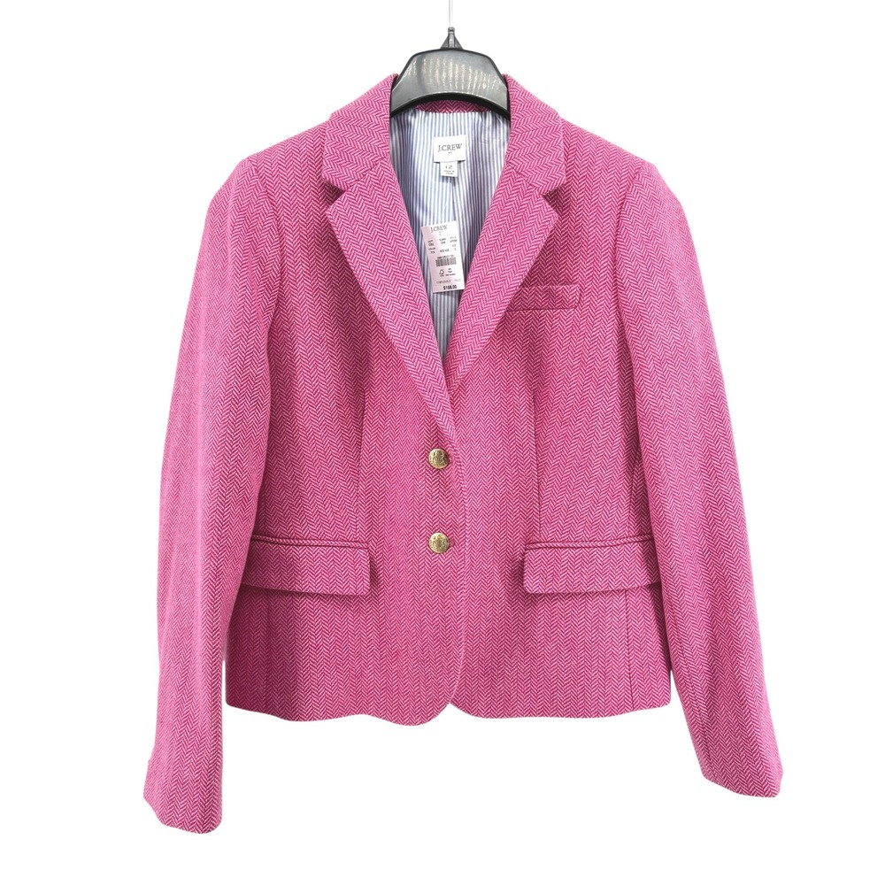 J. Crew Pink Herringbone Wool Blend Blazer